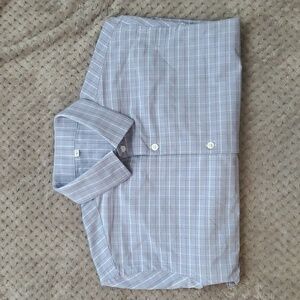 State & Liberty men's long sleeve dress shirt, L, blue red and white plaid